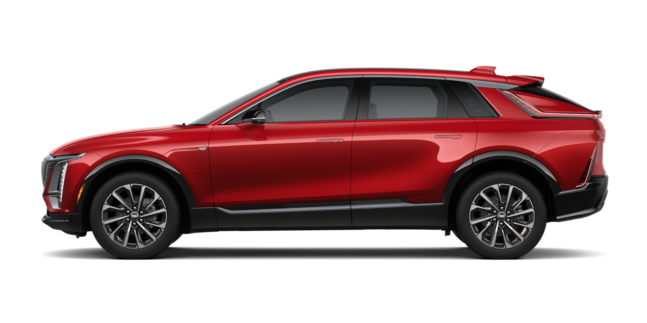 A Side Profile of a Red 2025 Cadillac LYRIQ