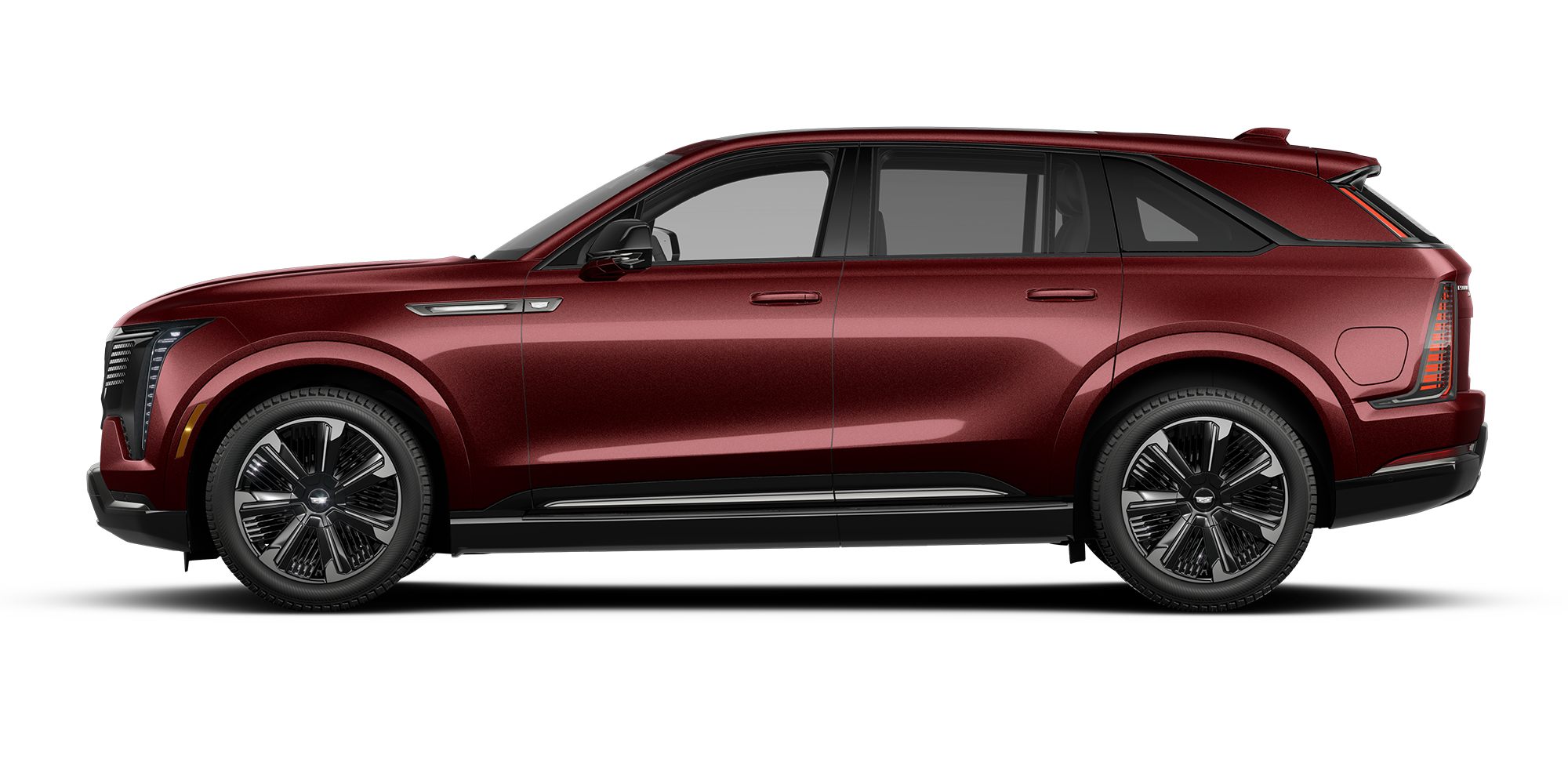 Side Profile of the Maroon  2026 Cadillac ESCALADE IQ Electric SUV
