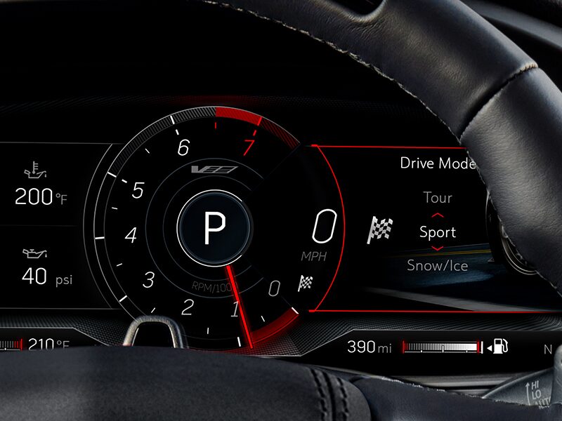 Close-up View of the CT4-V Driver Modes on the Dashboard